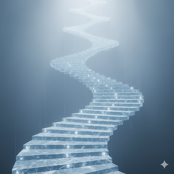 Una escala de cinco peldaños de luz (Evidencia, Necesaria, Razonable, Dudosa, Absurda), la herramienta principal de El Método de la Certeza en CHOKMAH.