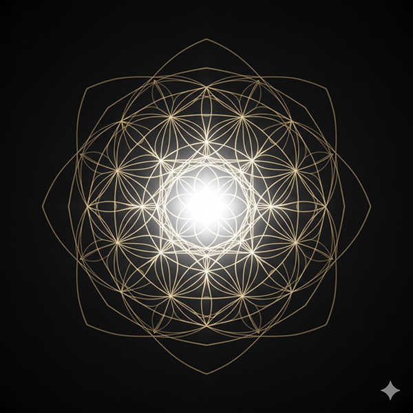Un punto de luz blanca pura simboliza el axioma "El Ser es", el pilar de La Certeza del Ser explicada en Kether.