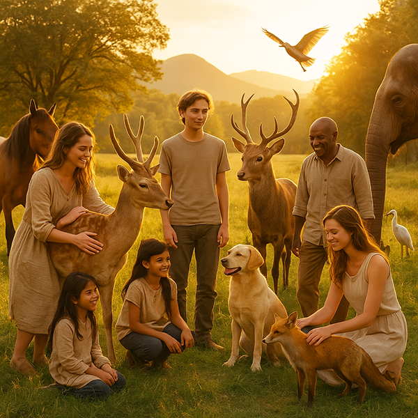 La paz se hace mundo: humanidad y naturaleza reconciliadas. El alma vuelve al Paraíso Vivo.