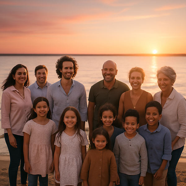 En la calidez del atardecer, las miradas compartidas revelan que todos somos y pertenecemos en un mismo sol.