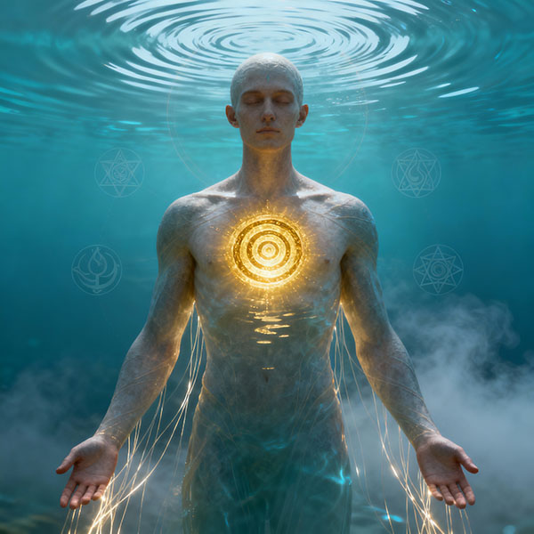 Expresa el equilibrio de los cuatro elementos y el nacimiento del Quinto: el Corazón Solar.