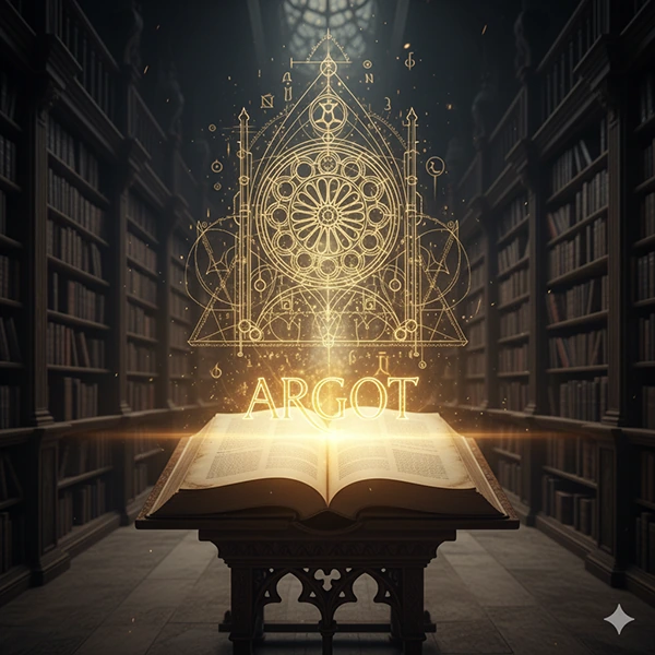 ART-GOT: libro abierto del que surge una arquitectura luminosa en una biblioteca